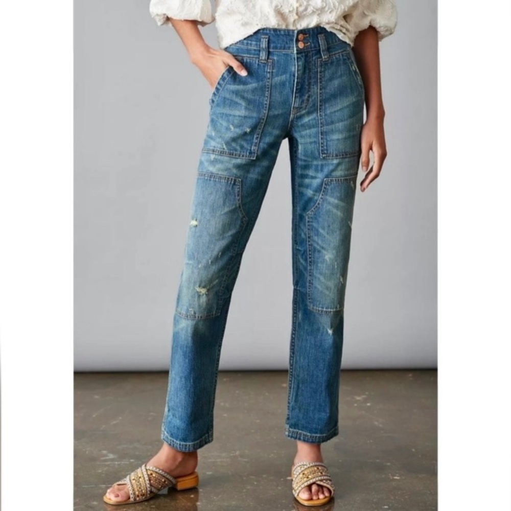 Anthropologie Pilcro Wanderer Carpenter Jeans Women’s Size 26 Patch Pockets